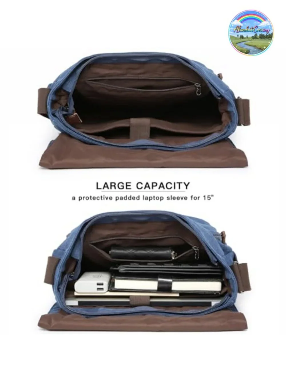 Dasein Unisex Canvas Messenger Bag Fits 15 inch Laptop Travel Crossbody